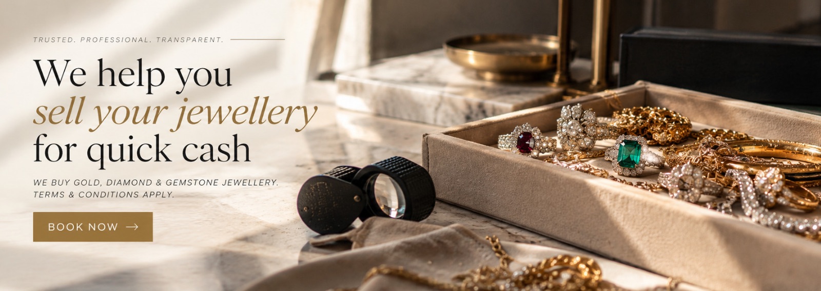 We help you sell your jewellery for quick cash - we buy gold, diamond and gemstone jewellery